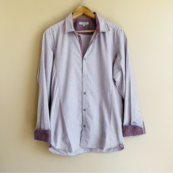 Ted Baker London Other - TED BAKER LONDON men’s button down shirt size 3 small maroon w contrast cuff